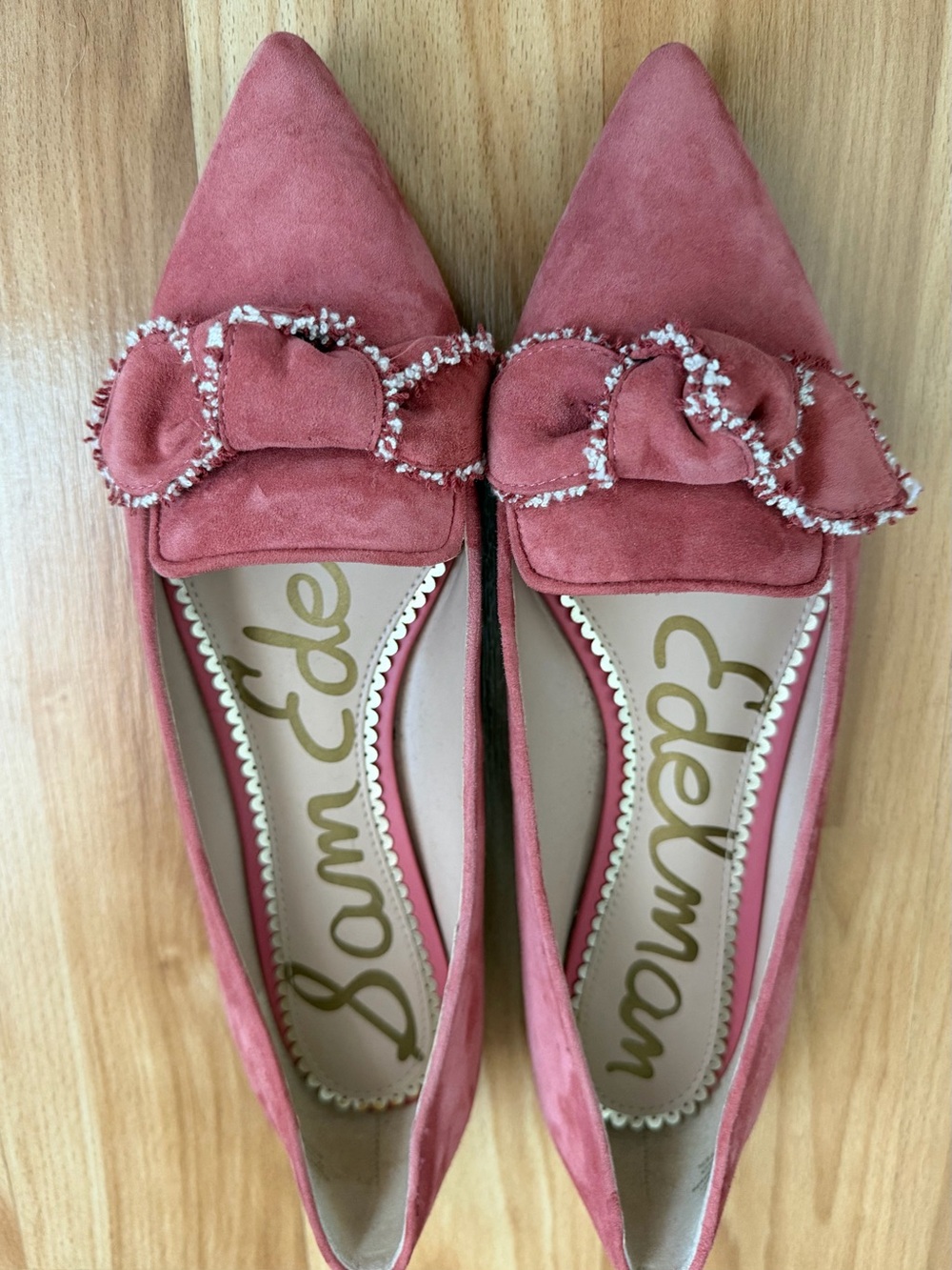 Sam Edelman Rose Suede Pointed Toe Bow Flats